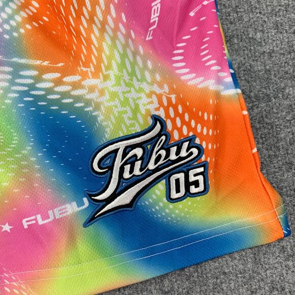 Forever 21 x Fubu Short Womens M Elastic Waist Embroidered Mesh Knit Abstract - Picture 3 of 14